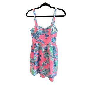 Lilly Pulitzer Womens Pink Blue Shells Sleeveless Mini Fit Flare Dress Size 00